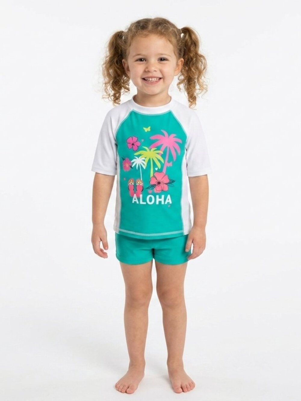 Girl's Girls Aloha Hawaiian Rash Guard Shirt-Only Size 4/5,6-6X NWT